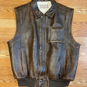 Vintage Adam Spencer brown leather vest